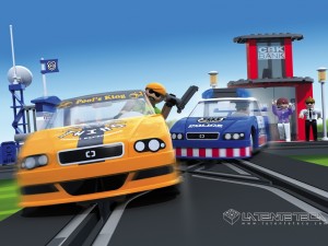 Circuito Scalextric-Construblock "Atrapa al ladrón"